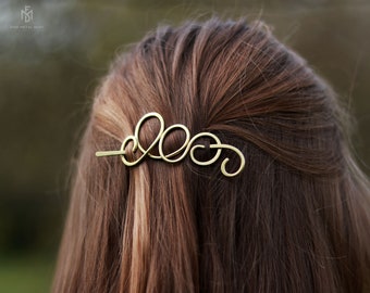 Hair Clip Barrette in Brass: Vines Thin Hair Accessories, Shawl Pin