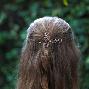 Celtic knot copper hair barrette - Rustic sweater shawl pins - Metal hair accessory for girl - Vikings hair slide jewelry - Gift for her
