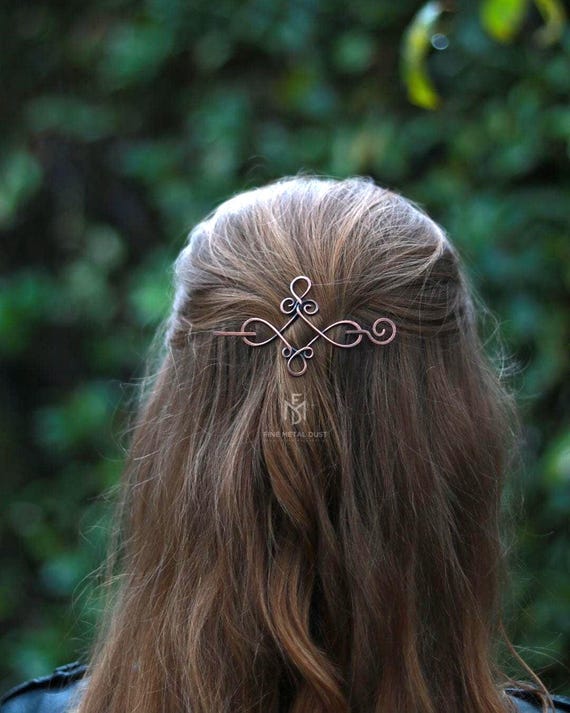Celtic Knot Copper Hair Barrette - Rustic Sweater Shawl Pins