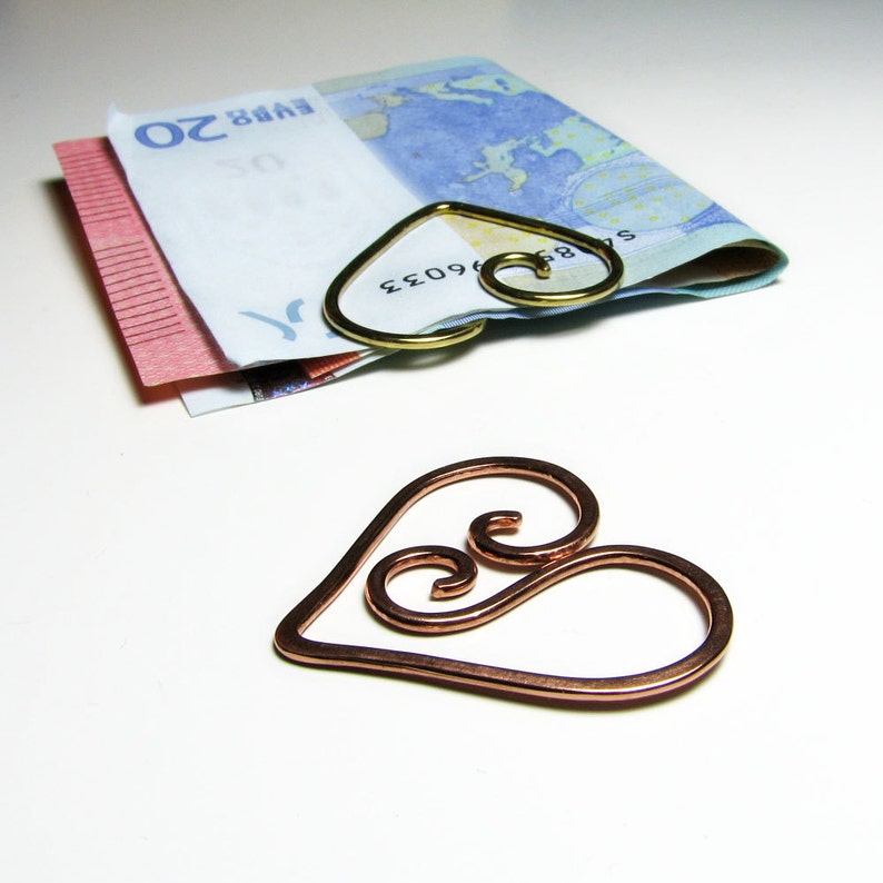 Heart bookmark gift Love Money clip Valentine gift Planner accessories unisex Office desk accessory Cute unique Copper Metal bookmark image 3
