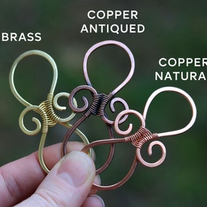 Spiral copper hair clip with genuine Gemstones Hair slide jewelry Shawl or sweater pin Womens gift for her Country Hair barrette image 10