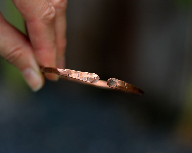 Hammered Copper bangle bracelet Rustic antiqued earthy jewelry Healing bracelet Gift for men or women Textured copper cuffs 1 or Set of 3 image 9