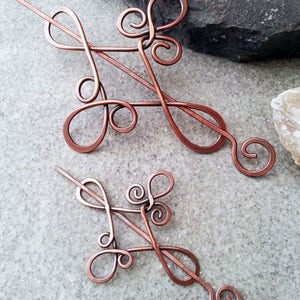 Celtic knot copper hair barrette Rustic sweater shawl pins Metal hair accessory for girl Vikings hair slide jewelry Gift for her Copper (natural)