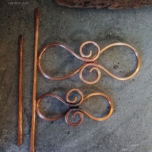 Celtic infinity copper hair barrette Womens gift Infinity loops shawl pin Celtic knot long hair pin Thin hair barrette Sweater clips image 10