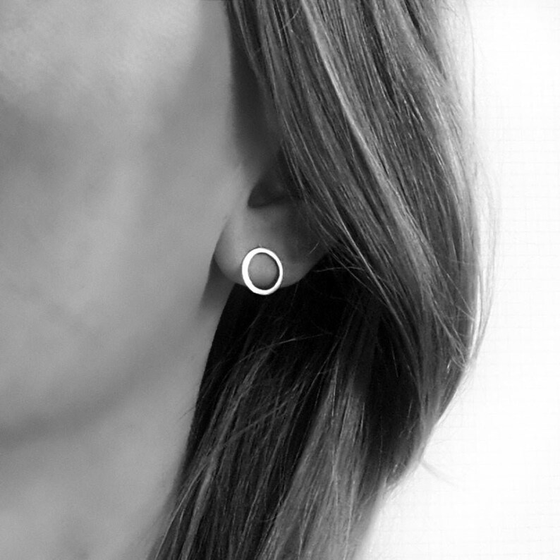 Minimal circle earrings silver 10mm 15mm diameter Delicate Etsy