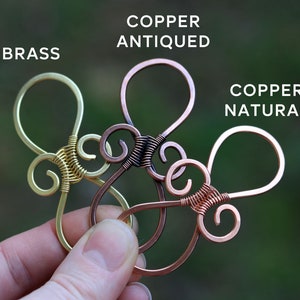 Spiral copper hair clip with genuine gemstone Metal hair holder Shawl pin Womans Gift for her Handmade hair barrette for thin hair image 9