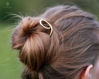Curved hair fork with gemstone -  Hair accessories - Womens gift - Hair stick - Long hair accessories