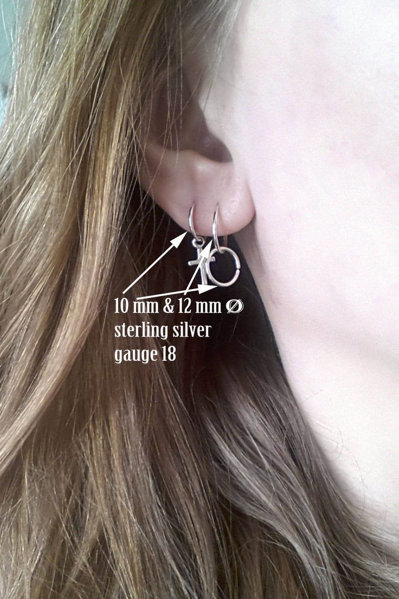 Earlobe hoop earrings Surgical stainless steel cartilage earrings Minimal Geometric circle Everyday Sleeper earrings Nickel free Women gift image 6