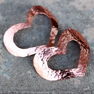 Copper Hammered Heart hair barrette Hair cuff Love gifts for her Valentine day gift Long hair accessories 7th anniversary gift for her image 6