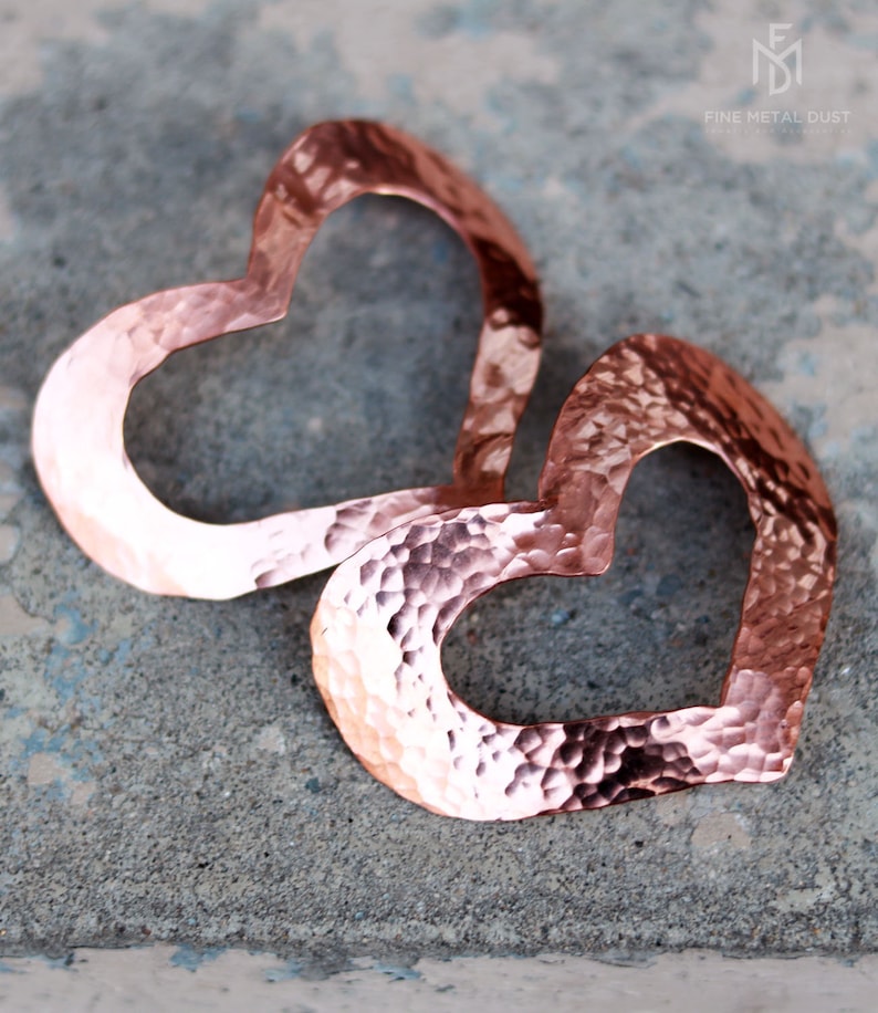 Copper Hammered Heart hair barrette Hair cuff Love gifts for her Valentine day gift Long hair accessories 7th anniversary gift for her image 6