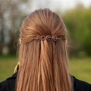 Épingle à cheveux vigne en laiton ou cuivre Barrette pour cheveux fins à normaux Cadeaux pour femme Accessoires cheveux longs Épingle ou broche à châle image 5