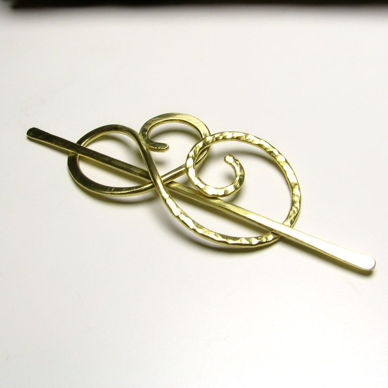 Celtic spiral hair clip in brass or copper Thin or thick hair barrette Metal hair slide Shawl pin Womens Gift for her anniversary image 8