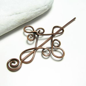 Celtic knot copper hair barrette Rustic sweater shawl pins Metal hair accessory for girl Vikings hair slide jewelry Gift for her image 7