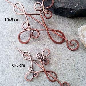 Celtic knot copper hair barrette Rustic sweater shawl pins Metal hair accessory for girl Vikings hair slide jewelry Gift for her image 4