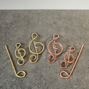 Music gift for her Treble clef hair clip Singer gifts Brass or Copper brooch for sweater Shawl pins Music notes image 10