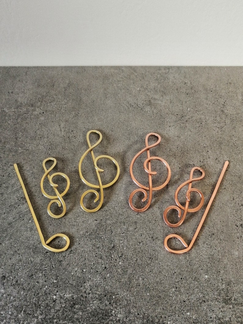 Music gift for her Treble clef hair clip Singer gifts Brass or Copper brooch for sweater Shawl pins Music notes image 10