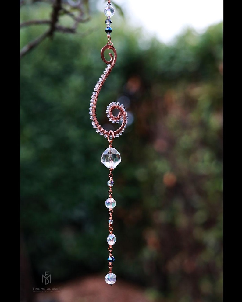 Sparkling Crystal Sun Catcher in Copper Spiral Suncatcher With Clear