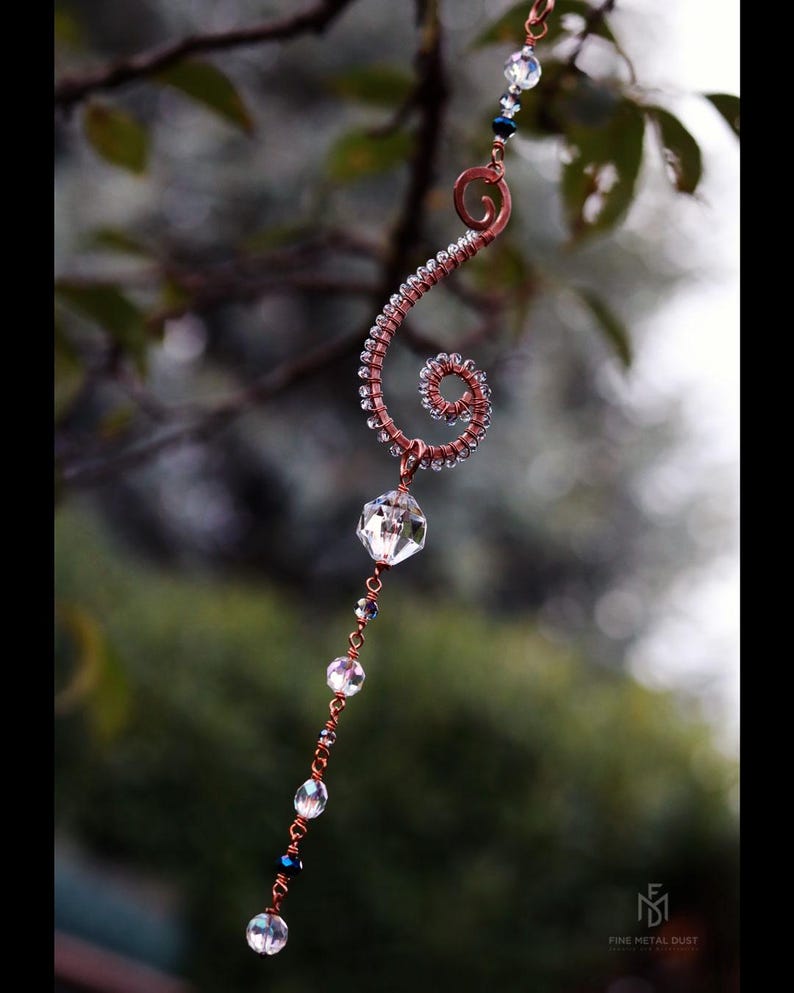 Sparkling Crystal Sun Catcher in Copper Spiral Suncatcher With Clear