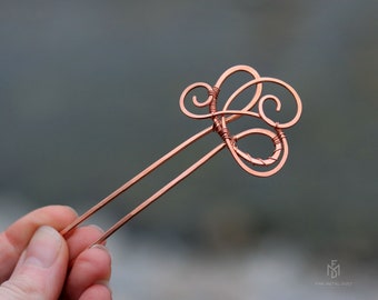 Spirals copper hair stick - Fairy hair fork - Thick or thin hair jewelry - Womens gift - Hair accessories