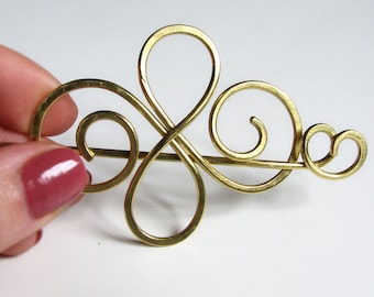 Metal hair barrette - Gift for her - Gold hair slide - Brass hair pins - Spiral hair clip - Gift for womens gifts - Shawl or scarf pin