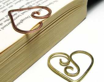 Heart bookmark gift - Love Money clip Valentine gift Planner accessories unisex Office desk accessory Cute unique Copper Metal bookmark