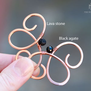 Spiral copper hair clip with genuine gemstone Metal hair holder Shawl pin Womans Gift for her Handmade hair barrette for thin hair image 6