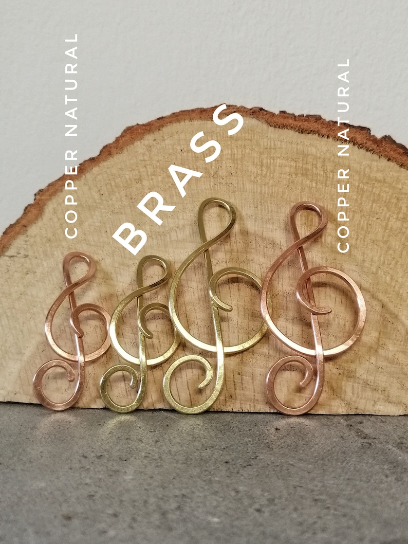 Music gift for her Treble clef hair clip Singer gifts Brass or Copper brooch for sweater Shawl pins Music notes image 8