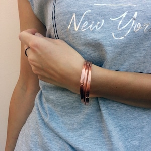 Hammered Copper Bangle Bracelet: Textured Copper Cuff, Healing Jewelry