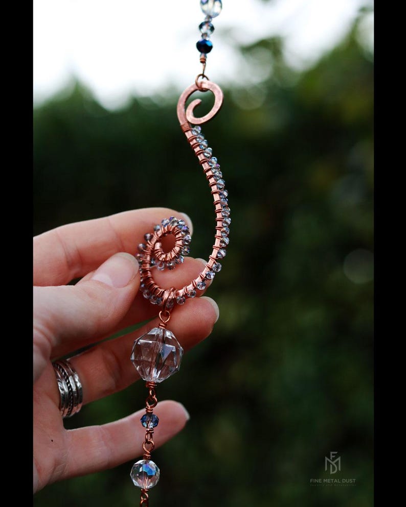 Sparkling Crystal Sun Catcher in Copper Spiral Suncatcher With Clear