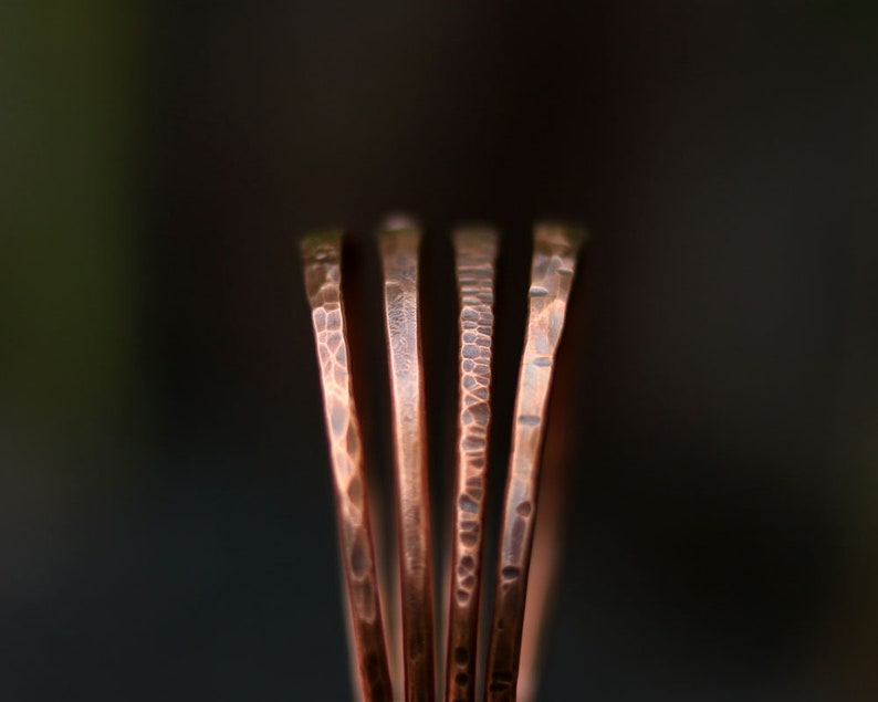 Hammered Copper bangle bracelet Rustic antiqued earthy jewelry Healing bracelet Gift for men or women Textured copper cuffs 1 or Set of 3 image 3