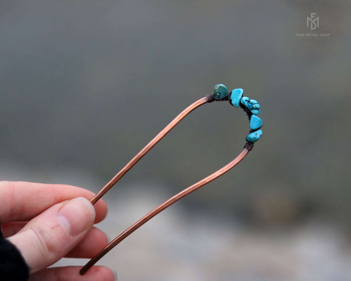 Vintage Sterling Silver Turquoise Hair Fork Native Style Handmade SS277 Turquoise Hair Fork - Etsy main image 2