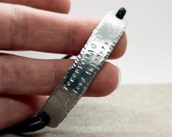 Medical Alert ID Bracelet with Text - Custom Stamped Medical Band - Personalized Medical Jewelry Gift
