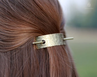 Minimal Hair Barrette Metal Hair Clip - Copper or Brass Hair Slide - Modern Hair Accessory