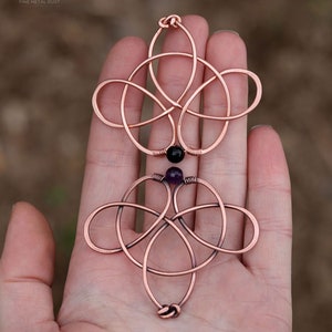 Celtic knot hair clip with genuine gemstone Trinity triquetra hair pin Vikings copper hair barrette Shawl pins Womens gift for her image 4