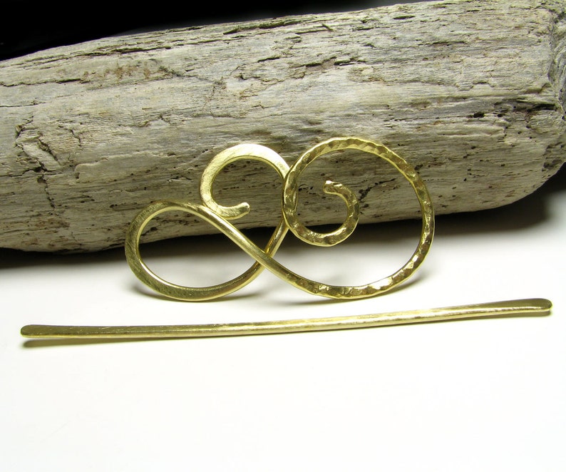 Celtic spiral hair clip in brass or copper Thin or thick hair barrette Metal hair slide Shawl pin Womens Gift for her anniversary image 7