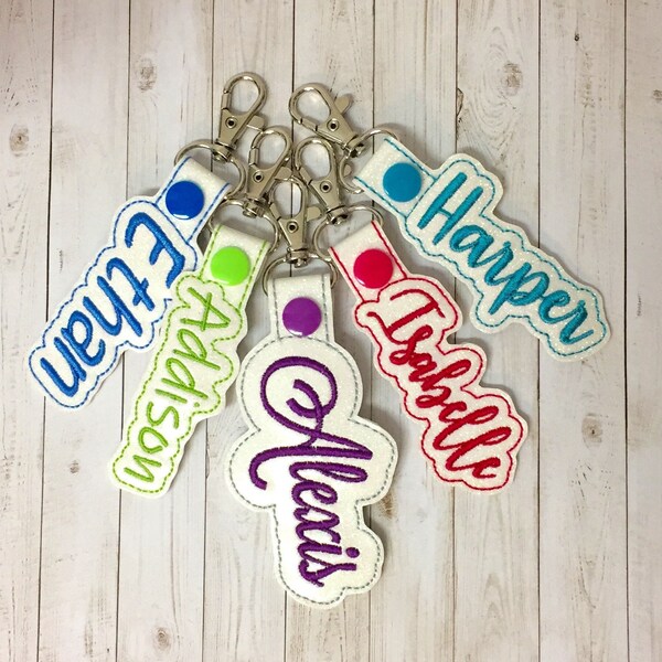 Personalized Bag Tag for Backpack, Kids Bag Tag, Key Chain Fob, Lanyard, ID, Zipper Pull, Monogrammed Charms, Snap Tab