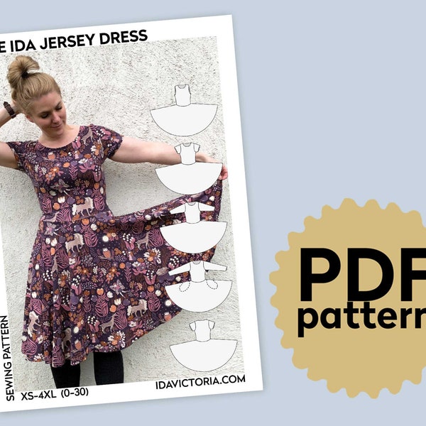 La robe en jersey Ida - Patron de couture PDF (XS-4XL)