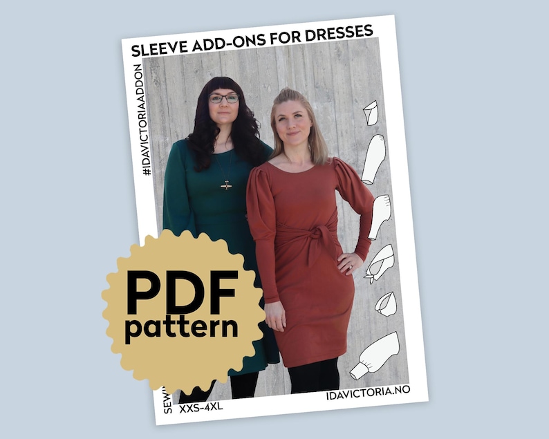 Complementos de mangas para vestidos - Patrón de costura en PDF (Mujer, tallas XXS-4XL) imagen 1