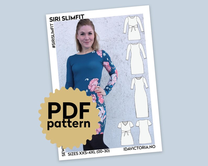 Patrón de costura en PDF de Siri Slimfit (mujer, tallas XXS-4XL) imagen 1