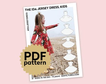 Vestido de jersey Ida para niña - Patrón de costura en PDF