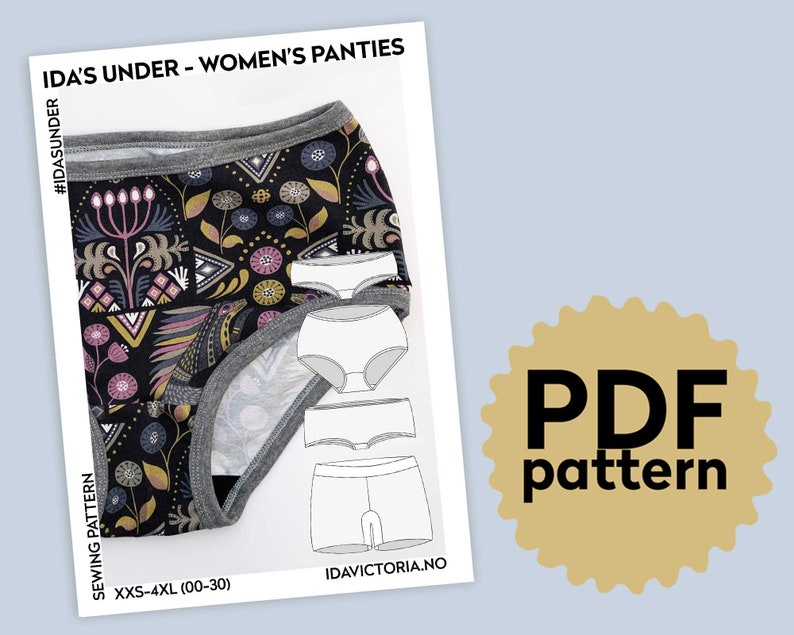 Ida/'s Under underbelly hipster boxers High rise XXS-4XL PDF Sewing Pattern Women/'s panties