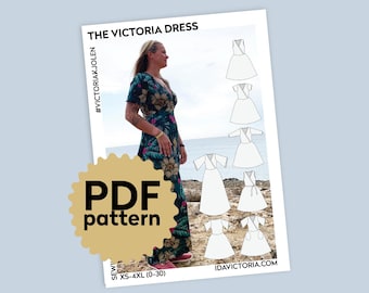 Patrón de costura en PDF del vestido Victoria (XXS-4XL)
