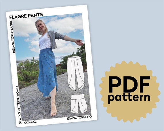 Zero Waste Wide Leg Pants PDF Sewing Pattern 
