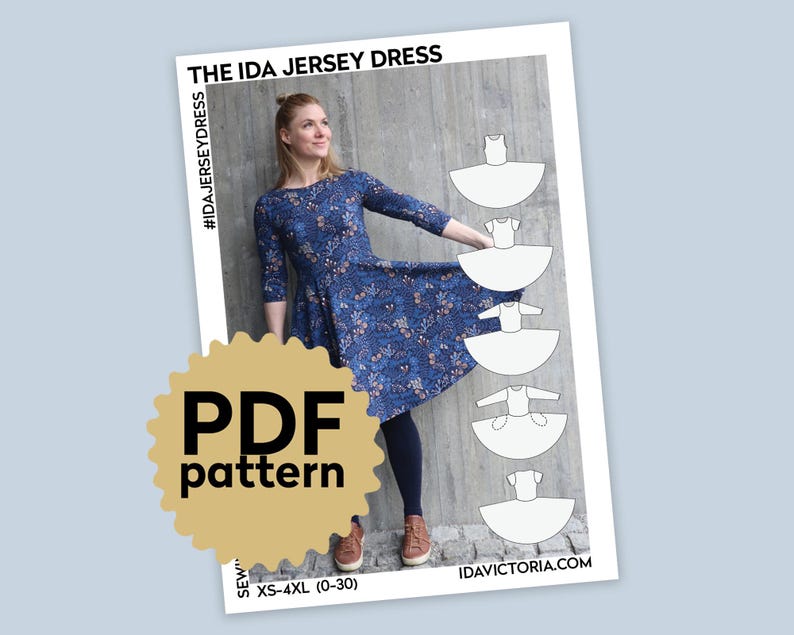 The Ida Jersey Dress - PDF Sewing Pattern (XS-4XL) image 1