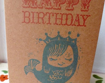 Sleepy Mermaid Birthday Card Recycled