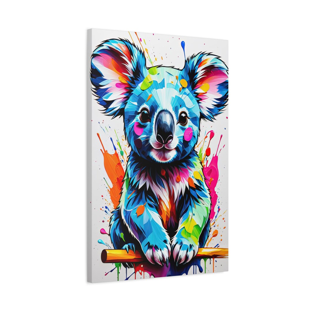 Abstract Print of a Cute Koala on Canvas - Abstract Dog Art, Cute ...
