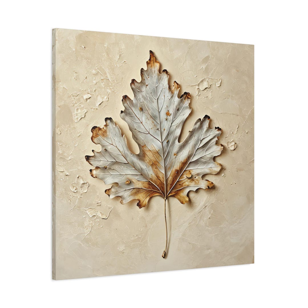 Minimalist Oak Leaf Canvas Art Print - Autumn Botanical Wall Decor ...