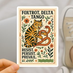 Subtle Foxtrot Delta Tango FDT Sticker | Anti-MAGA Vinyl Decal, Feminist Political Sticker, Subtle Anti-Trump Laptop Sticker