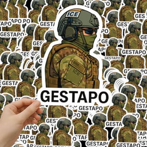 Immigrants Rights Anti ICE Gestapo Sticker | Anti-ICE Political Vinyl Decal, Protest Activist Sticker for Laptop, Human Rights Gift