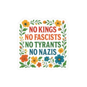 No Kings in America Sticker, Anti-MAGA Protest Vinyl Decal, Democracy Not Monarchy Political Sticker image 2